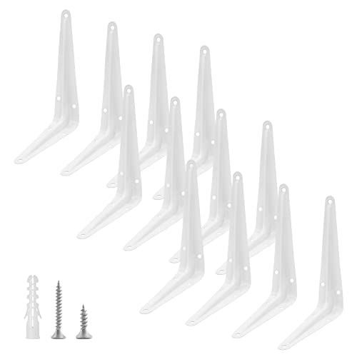 4 Inch Shelf Brackets, 12pcs, White L Bracket - size: 3x4 Inch-White