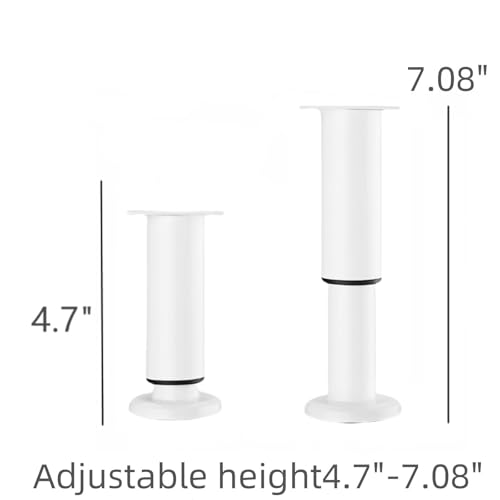 4Pcs White Adjustable 4.7-7.08 Inch Metal Furniture Legs for Cabinet Sofa - color: White, size: 4.7"-7.08"-Set of 4
