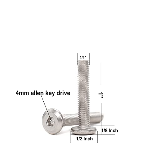 binifiMux1/4-20 x 1 Inch Allen Bolts, Flat Head Socket Cap Bolts Screws Connecting for Furniture 304 Stainless Steel - size: 1/4-20x1" 20pcs