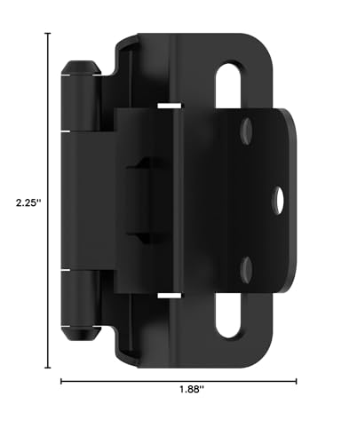 Amerock 1 Pair 3/8" Inset Matte Black Self-Closing Wrap Hinge - color: Matte Black, size: 3/8 Inch (10 mm) Inset