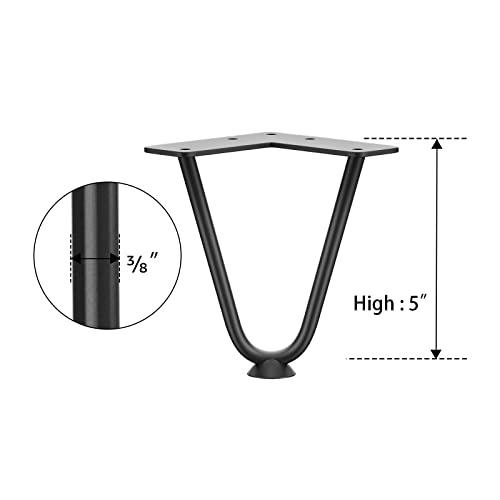 SMARTSTANDARD 5 Inch Heavy Duty Hairpin Furniture Legs, Black 4PCS - color: Black, size: 5 Inch