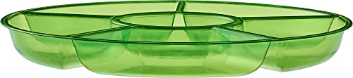 Plasticpro 6 Sectional Round Plastic Serving Tray/Platter (2, Green) - color: Green