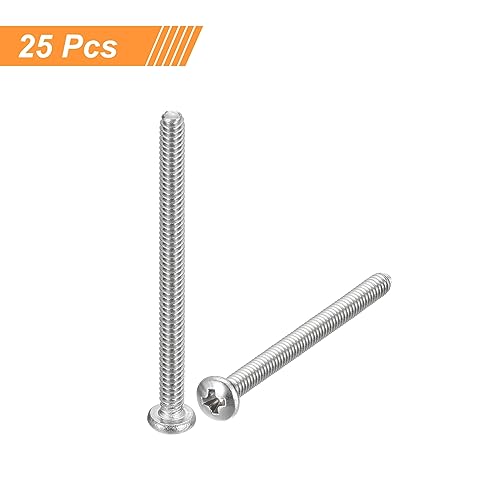 uxcell #4-40x1-1/2 Pan Head Machine Screws, 304 Stainless Steel 18-8 Screw, Phillips Drive, Fully Threaded, Bright Finish, Pack of 25 - size: #4-40x1-1/2"