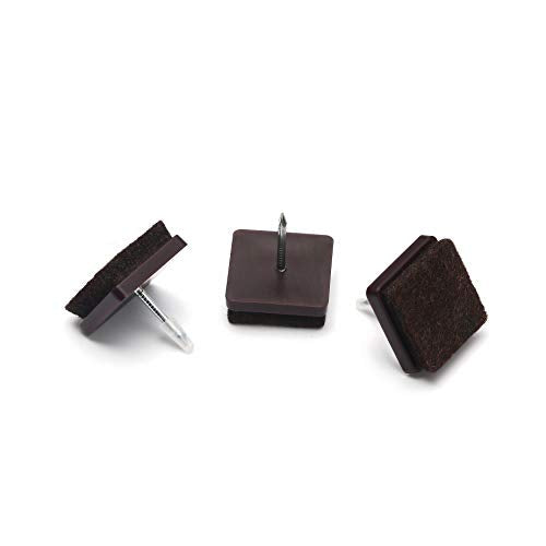 Nail on Felt Pads Furnigear Furniture Pads Nail- Floor Protectors for Furniture Legs 24Pack Chair Felt Pads for Hardwood Floors (7/8",Square) - size: 7/8" (Square, Brown)