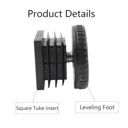 8Pcs Adjustable Leveling Feet, Square Insert Kit, Furniture Glide Leveler, Black, 40x9mm, 30x30x14mm - size: 30x30mm