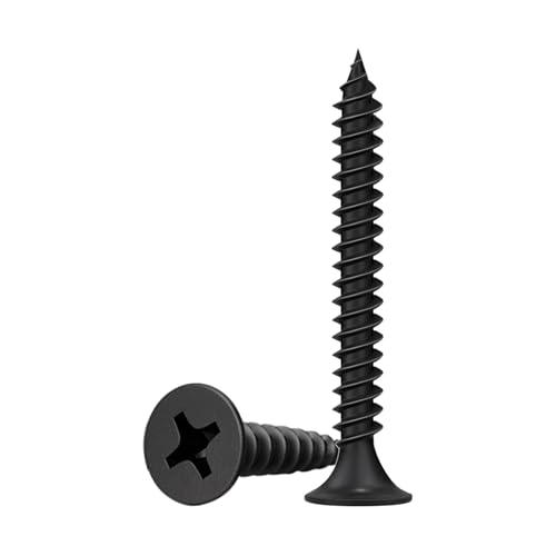 #6 x 2 Black Wood Screws 100pcs Flat Head Phillips Self Tapping Screws - color: Black, size: #6-2" - 100PCS