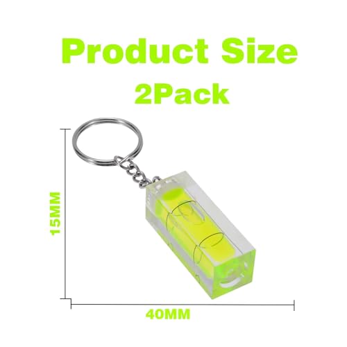 2PCS Small Bubble Level 15x15x40mm(0.59x0.59x1.57in) Key Ring Small Leveler Tool - size: 2pcs 40*15 (Non-Magnetic)
