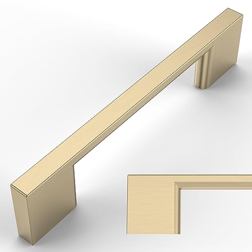 Amerdeco 10 Pack Brushed Brass Cabinet Pulls 3-3/4 Inch(96MM) Hole Centers Kitchen Cabinet Handles Cabinet Hardware Kitchen Handles for Cabinets Cupboard Handles Drawer Pulls ZH0006-2008… - color: Brushed Brass, size: 3-3/4"/96MM Hole Center, style: 10 Pa