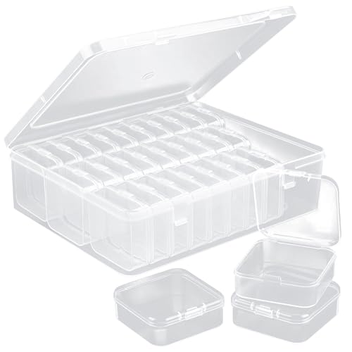 1 Large Box & 30-Grid Transparent Plastic Bead Organizer (Hinged Lid) — A Portable Craft Storage Solution for Jewelry Making, DIY Projects, Nail Art, and Storage of Screws & Small Parts
