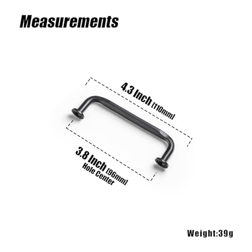 12 Pack Black Zinc Alloy Cabinet Handles - 3.8''(96mm) Hole Center Cabinet Pull Hardware for Bedroom, Kitchen L101 - color: Black, size: 3.8'' Hole Center