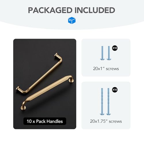 HOME EDIT Champagne Bronze Solid Cabinet Handles & Pulls 6-1/4 Inch 10 Pack - color: Champagne Bronze, size: 6-1/4 inches Hole Center