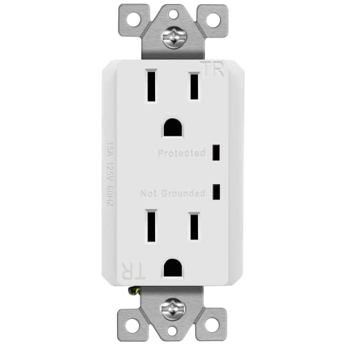 TOPGREENER Surge Protector Outlet, Tamper-Resistant, 15A 125V, White - color: White, size: with wall plate (15A)