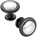 KOOFIZO 10 Pack Chrome & Black Cabinet Knobs Round Single Hole Pulls 1960s - color: Polished Chrome + Black, size: Knob 1 - 10Pcs, style: Round