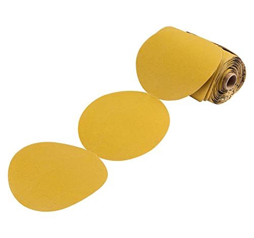 S SATC Premium Gold Sandpaper 6 Inch 100 PCS Sanding Discs 150 Grit Self Adhesive Stickyback Sandpaper Roll Aluminum Oxide PSA Sandpaper Discs for Wood, Metal, and Car Paint - style: 150 Grit