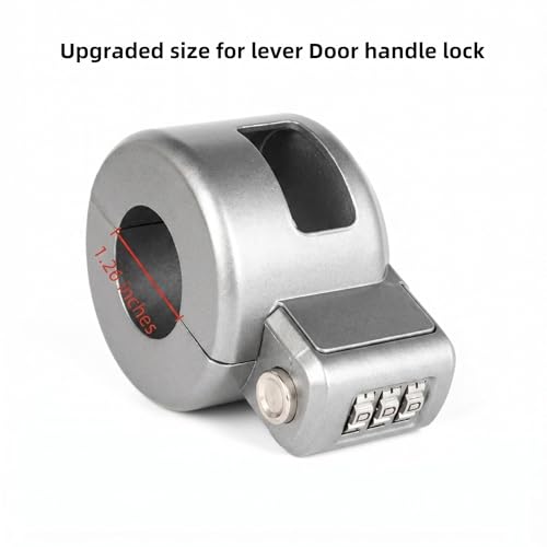 Keyed Door Handle Lockout Device Cover with Code to Disable Access to Keyhole Combination Lock for Bedroom from Outside Only Fits Handle Lock with Long Connecting Shaft (1, Silver) - color: Silver