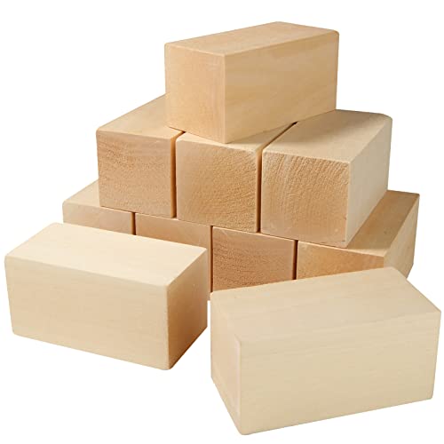 ABuff 10 Pack Basswood Carving Blocks 4 X 2 X 2 Inch Whittling Wood Blocks Kit, Unfinished Wood Blocks for Beginner or Expert Carvers DIY Wood Carving Crafts