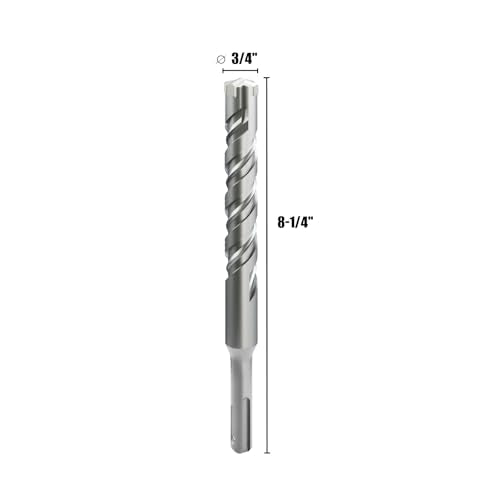 CSOOM SDS Plus Rotary Hammer Drill Bit 3/4"x8.27", Professional Concrete Drill Bit for Concrete, Brick, Stone and Cement Walls - size: 3/4"x8.27"