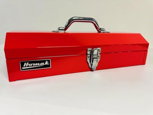 Homak Tool Box, 16" Portable Steel Small Tool Box with Metal Latch Closure & Plastic Handle, Multi-Purpose Heavy Duty Toolbox, Red - size: 16-Inch x 6-Inch x 4-Inch - Small