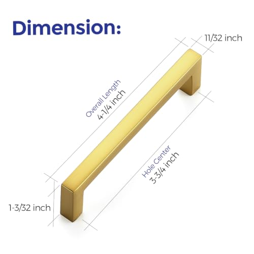 Ravinte Gold Cabinet Handles Solid Cabinet Pulls, 3-3/4 Inch CC, 10 Pack - color: Gold, size: Flat Black 3-3/4'' Hole Center