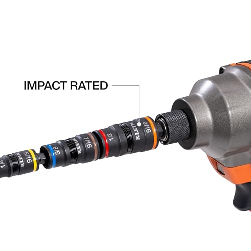 Klein Tools 32933KIT SAE and Metric Impact-Rated Socket Set, 6 Flip Sockets with 12 Hex Driver Sizes, 1/4-Inch Bit Holder, Two Impact-Rated 5-Inch Shafts - color: Sae & Metric Set