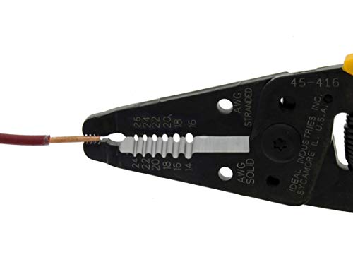 IDEAL Electrical 45-416 Premium Reflex T-6 Stripper - 14-26 AWG, Wire Stripper with Thumb Rest, Plier Nose, Slide Lock, Textured Grips - size: 14-24 AWG Solid