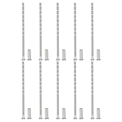 PATIKIL Cabinet Handle Screws M4 x 100mm, 10 Set Break Away Screws Drawer Pull Phillips Drive Flat Countersunk Head Bolts with Sleeve for Door Handle Lever - size: M4 x 100mm