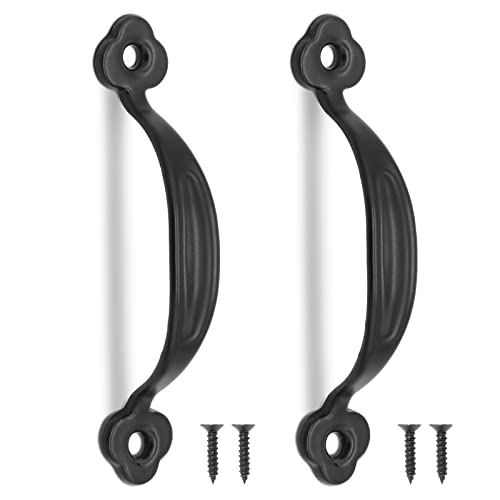 Piutouyar 12 Pcs Barn Door Handles, 2.6 in Hole Center Gate Handle, Black - color: Black, size: 3 Inch