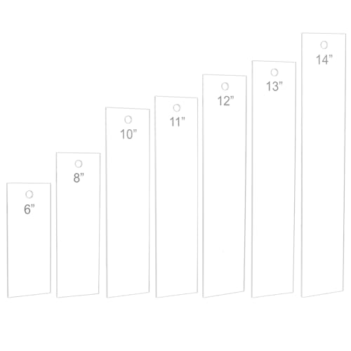 BENECREAT 7PCS Acrylic Ribbon Rulers, 6 8 10 11 12 13 14 Inch Rectangle Quilting Rulers Ribbon Tail Measuring Tool for DIY Tailor Craft Tool Drawing Measuring Supplies