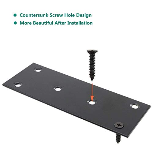 4 Pack Flat Straight Brace Brackets,ULIFESTAR Stainless Steel Mending Bracket Plate Metal Shelf Support Fixing Joining Plate for Furniture,Wood,Shelves,Cabinet with Screws Black (48x128mm/1.9x5'') - size: 48 x 128 x 2 mm