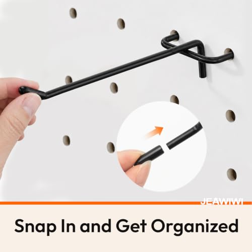 JEAWIWI 36 Pcs Metal Pegboard Hooks, 4 & 6 & 8 Inch, Fit 1/6 in Peg Board - color: Black, size: 4&6&8in 36pcs