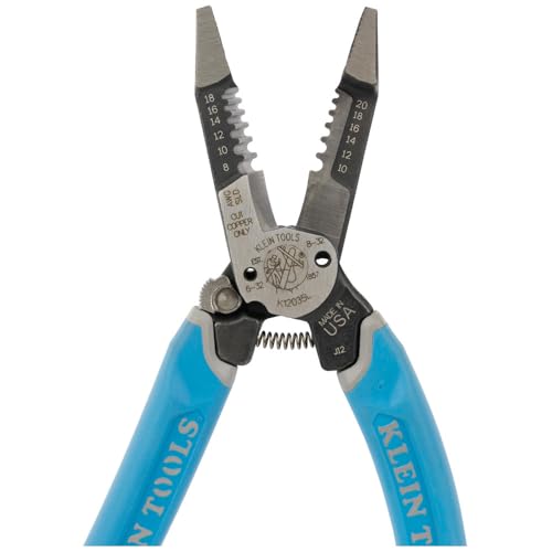 Klein Tools K12035L Klein-Kurve Wire Cutters, Made in USA, Heavy Duty Wire Stripping Tool with Lock, 8-20 AWG - size: Wire Stripper with Lock