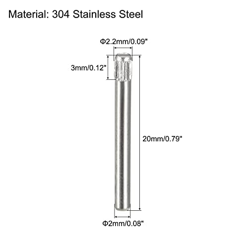 uxcell 2x20mm 304 Stainless Steel Dowel Pins, 50Pcs Knurled Head Flat Chamfered End Dowel Pin, Wood Bunk Bed Shelf Pegs Support Shelves Fasten Elements - size: 2x20mm