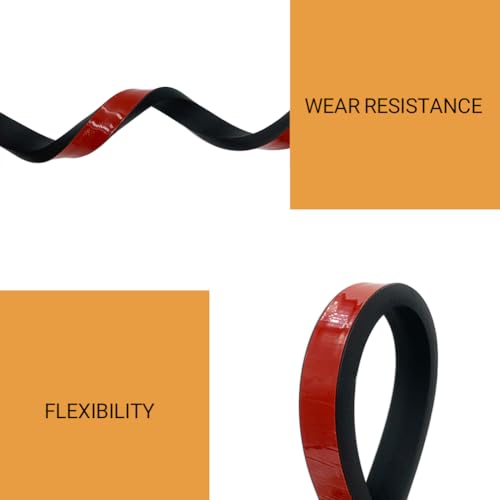 Double-Hole Rubber Weather Stripping, Self-Adhesive EPDM Rubber Seal Strip, Black, W:1" x H:1/2"", L:20Ft, for RV, Boat, Auto, Garage Door/Window, Machinery