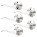 GOBEKOR 5 Pack Single Dummy Lever Door Handle Satin Nickel Wave Left-Handed Door Levers Single Side Non-Turning Door Handle for Pantry - size: Left-Handed Dummy Lever