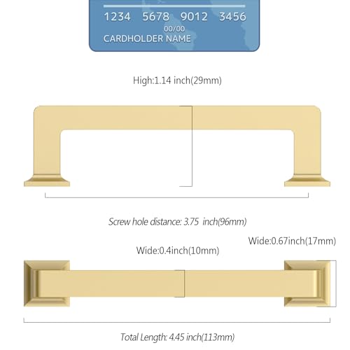 9BUILD 10 Pack 3.75 Inch Brushed Gold Cabinet Pulls,Kitchen Hardware - color: Brushed Gold, size: 3.75"/96MM Hole Center