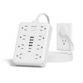 Power Strip 10ft Cord 8 Outlet 6 USB Surge Protector Flat Plug White - size: 10 feet