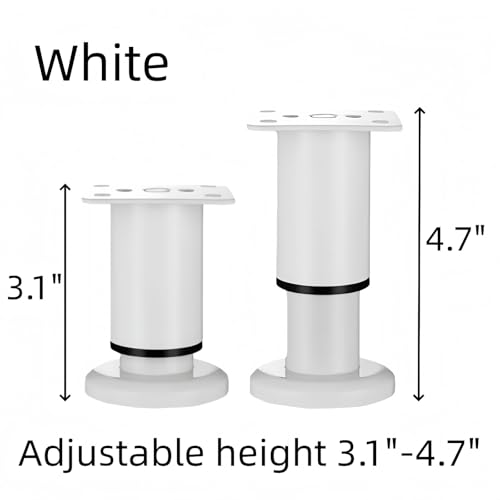 4Pcs White Adjustable3.1-4.7 Inch Metal Furniture Legs for Cabinet Sofa - color: White, size: 3.1"- 4.7"-Set of 4