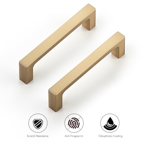 Ravinte Champagne Bronze Kitchen Cabinet Solid Handles,3-1/2 Inch,5 Pack - color: Champagne Bronze, size: 3-1/2 Inches Hole Center