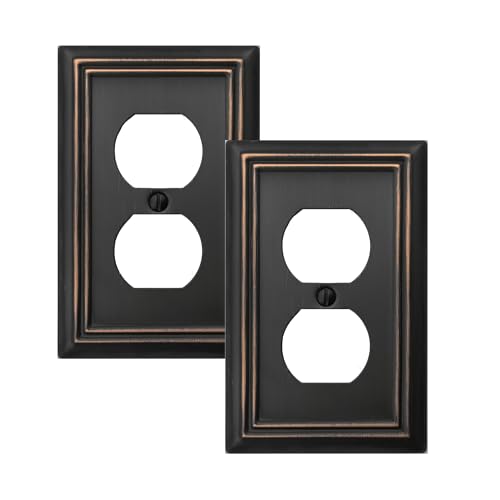 OKAWYC Single Duplex Outlet Light Switch Cover Adler Metal Wall Plate, 2-Pack Aged Bronze 1 Gang, for Receptacle Light Switch, Switch Cover Decorative Wallplate, Durable - style: 1 Duplex 2PK