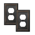 OKAWYC Single Duplex Outlet Light Switch Cover Adler Metal Wall Plate, 2-Pack Aged Bronze 1 Gang, for Receptacle Light Switch, Switch Cover Decorative Wallplate, Durable - style: 1 Duplex 2PK