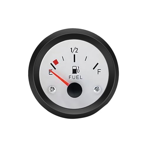 Fuel Level Gauge, 2.22" Pointer Marine Fuel Gauge Kit, 12V E-1/2-F Vehicle Tank Gage Replacement Accessories, for Most Cars, Boats, Vessels, Marine Trucks, Motorcycles (White) - color: White