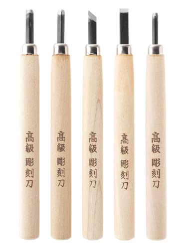 KAKURI Japanese Wood Carving Tool Set for Beginners 5-Piece - size: 5 Pcs