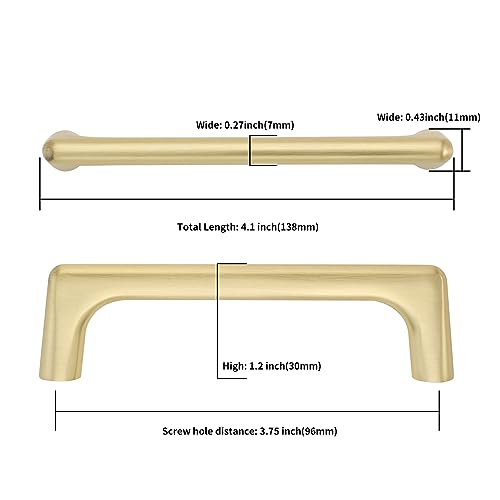 Asidrama 10 Pack 3.75 Inch(96mm) Brushed Gold Cabinet Pulls Cabinet Handles Cupboard Handles Kitchen Cabinet Hardware for Cupboard Drawer Pulls - color: Brushed Gold, size: 3.75" Hole Center, style: 10 Pack
