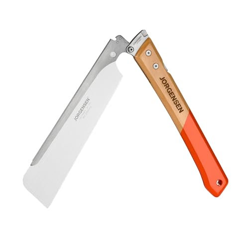 JORGENSEN Japanese Pull Saw, 9.5 Inch Pro Folding Dovetail Saw with Beech Wood Long handle, SK5 Steel Blade Tool-less Quick Change, 21TPI Cross Cut Woodworking Handsaw for Hardwood, Softwood - size: 9.5 Inch