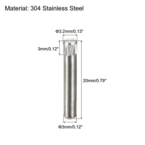 uxcell 3x20mm 304 Stainless Steel Dowel Pins, 50Pcs Knurled Head Flat Chamfered End Dowel Pin, Wood Bunk Bed Shelf Pegs Support Shelves Fasten Elements - size: 3x20mm