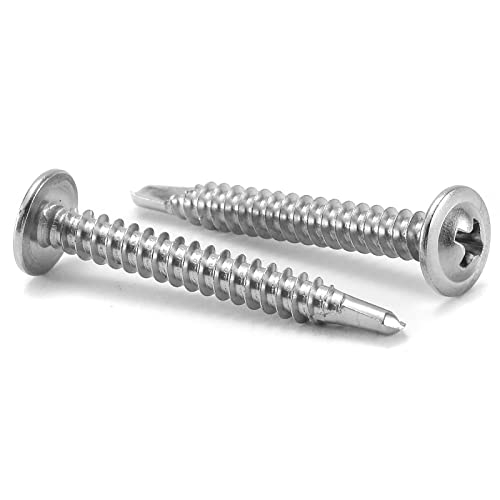 #8 x 1-1/2" Sheet Metal Screws 500PCS 410 Stainless Steel Truss Head Fast Self Tapping Screws by SG TZH - color: Silver, size: #8 x 1-1/2"