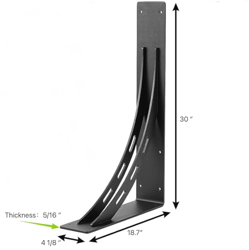 30 inch x 18.8 inch Heavy Duty Shelf Brackets , Max Load 1100 Lbs ,Premium Alloy Metal Mantel Brackets (Set of 2) Fireplace Mantel Brackets (Thickness 0.32 inch/ 8mm) - size: 30 inch x 18.8 inch