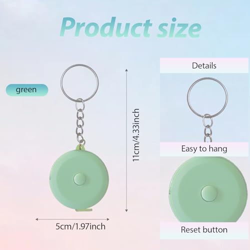 Mini Measure Tape 79 Inch/2M Dual Sided Retractable Tape Measuring for Body,Sewing, Cloth, Furniture,Height (Green) - color: Green