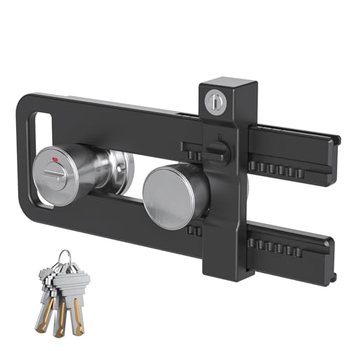 AST French Door Lock for Double Doors, Adjustable, 3 Brass Keys, Key Alike - style: Matte Black with Keyed Alike