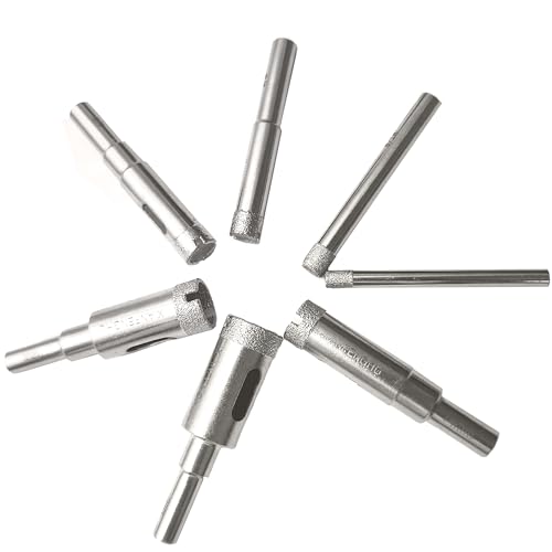 Dry Diamond Drill Bits for Glass, 1/4"~11/16" Diamond Hole Saw Drill Bit | 7PCS Glass Drill Bits for Ceramic Bottles, Pots, Marble, Tile, Stone - size: 1/4"-11/16"